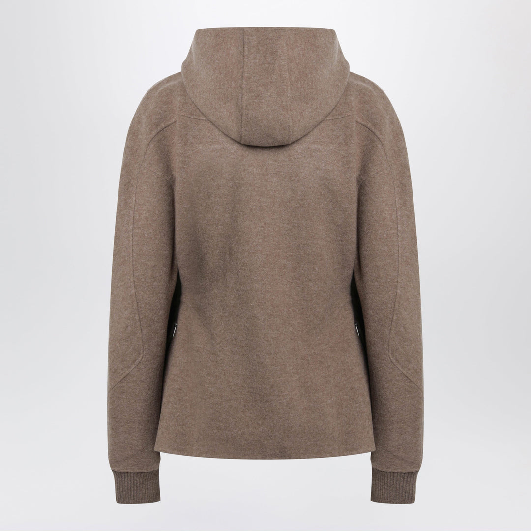 Max Mara Brown Hooded Sweatshirt In Wool And Cashmere