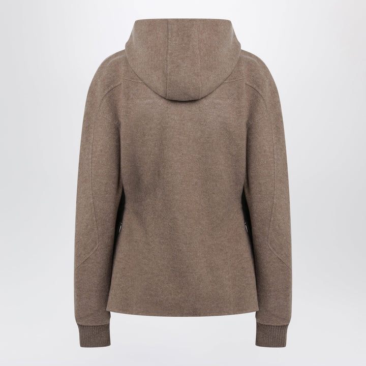Max Mara Brown Hooded Sweatshirt In Wool And Cashmere