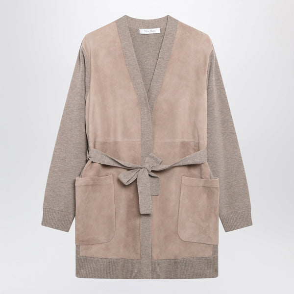 Beige Mélange Cardigan In Wool And Cashmere