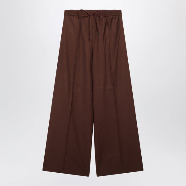 Wide-Leg Trousers In Burnt Wool With A Denim Effect