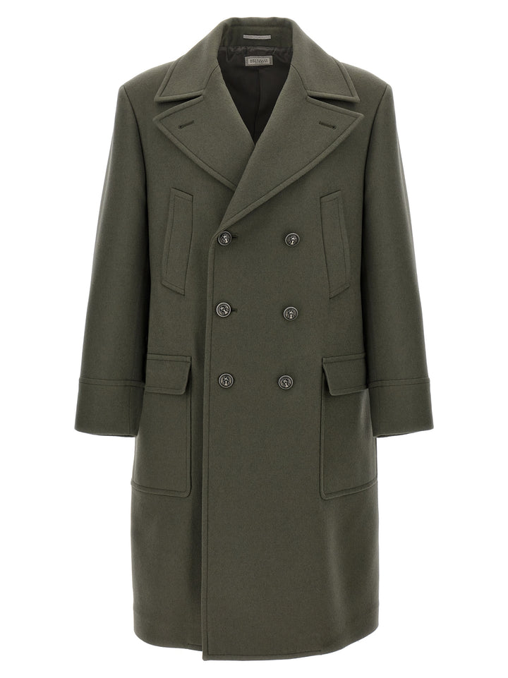 Double-Breasted Long Coat Coats, Trench Coats Green