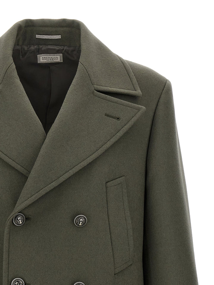 Double-Breasted Long Coat Coats, Trench Coats Green