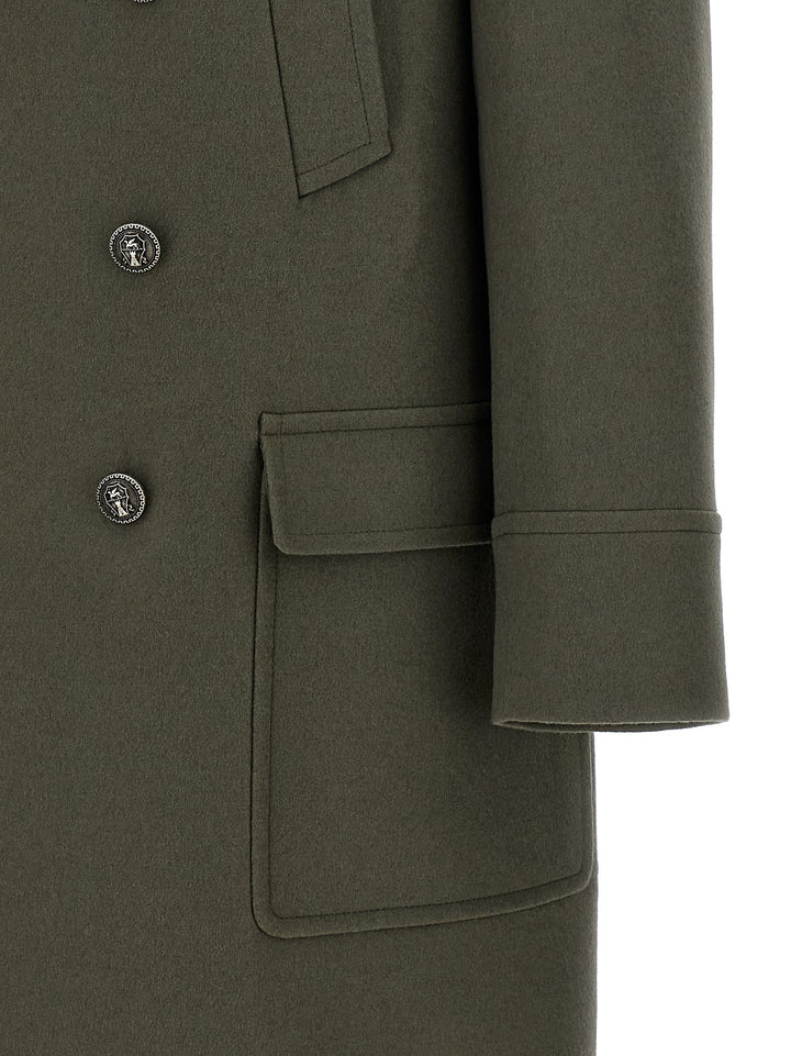 Double-Breasted Long Coat Coats, Trench Coats Green