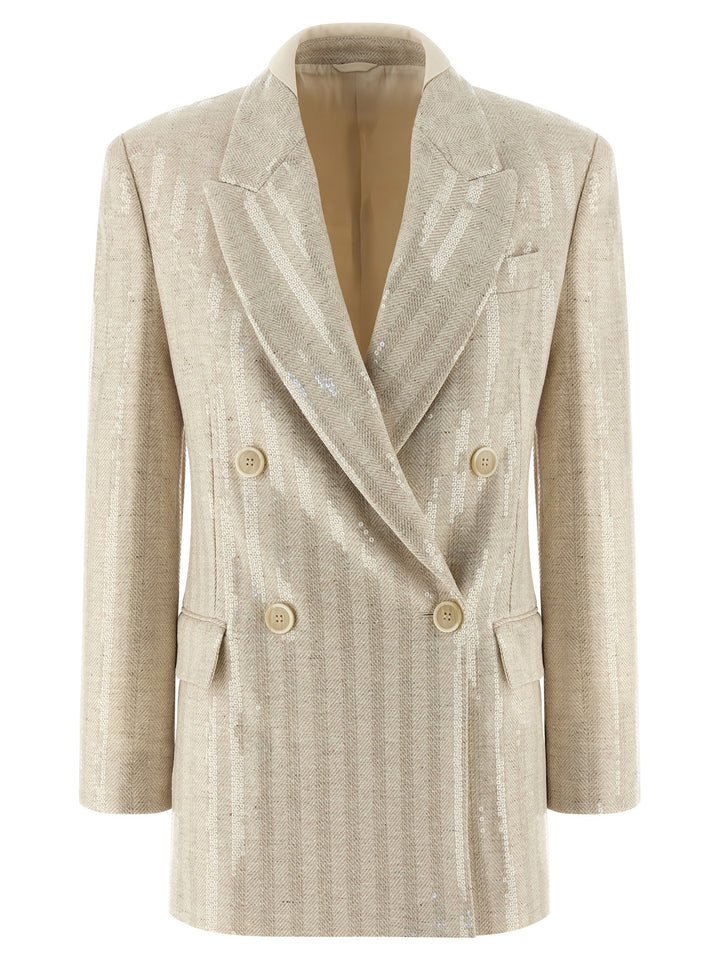 Brunello Cucinelli Sequin Blazer BlazerS - Beige | e3f77d3583abacb5408e63640bb9bd81d892315c