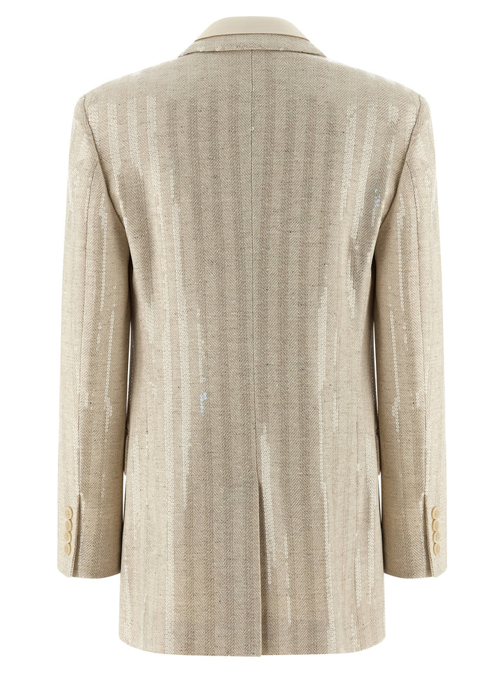 Brunello Cucinelli Sequin Blazer BlazerS - Beige | 5c317ae2fc2105967ad7b7cd5aa7df06d43bc136