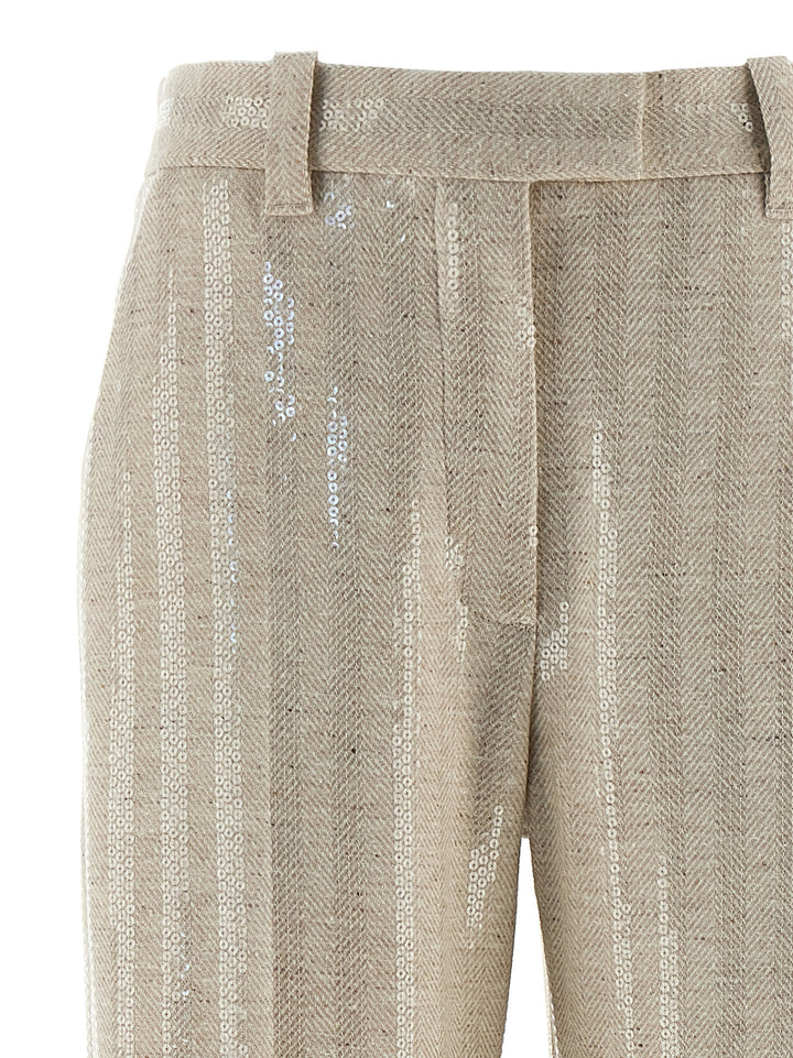 Brunello Cucinelli Herringbone Pants - Beige | 21bf749e51ab2a6ce7145865c8904d2e5b27fe18