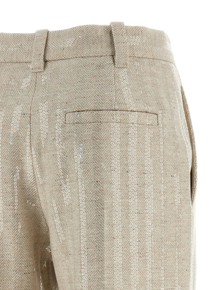Brunello Cucinelli Herringbone Pants - Beige | 7e698bce1d92704638d6e963fcf33ed3932c40fd