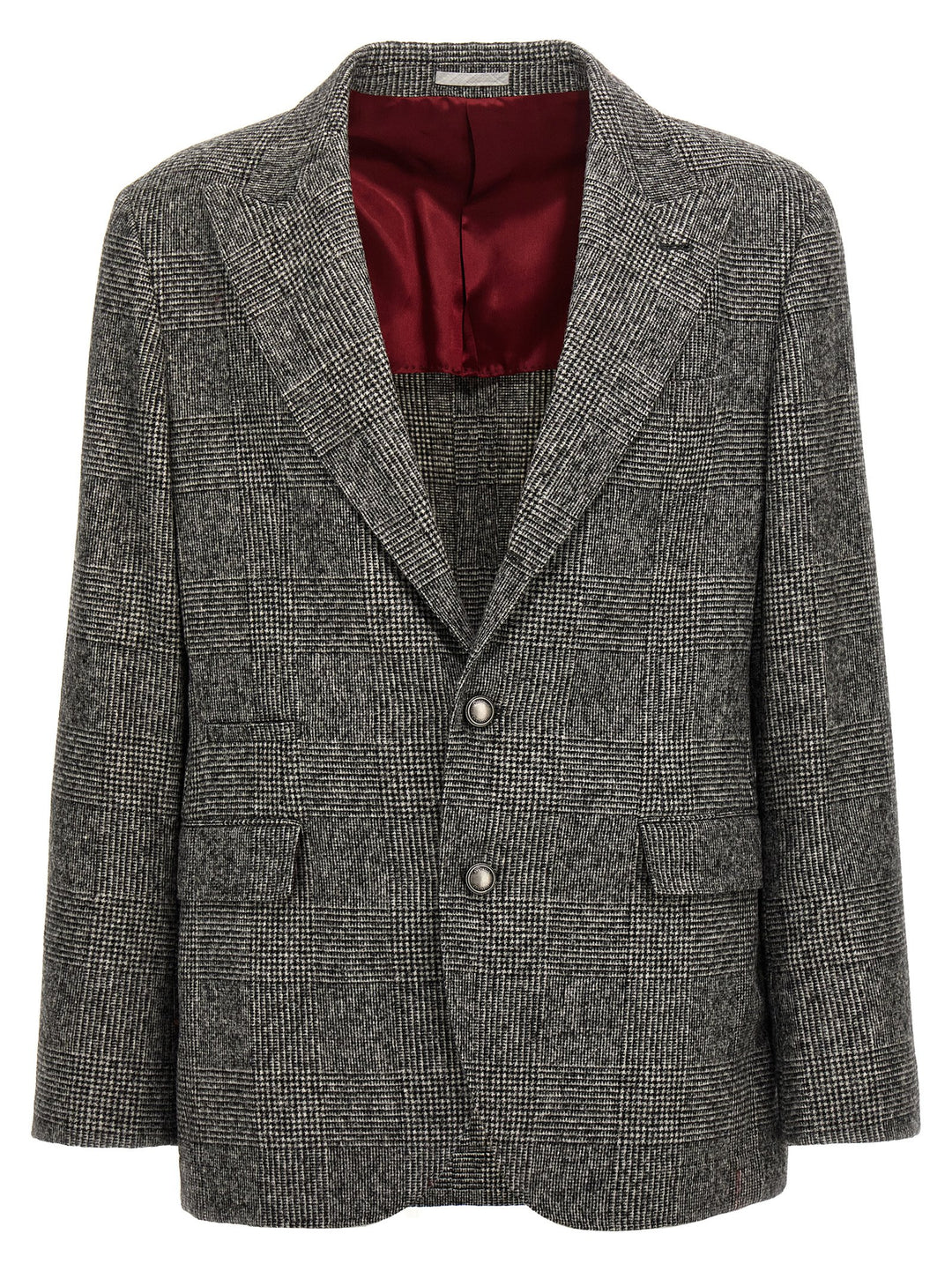 Check Single-Breasted Blazer Gray