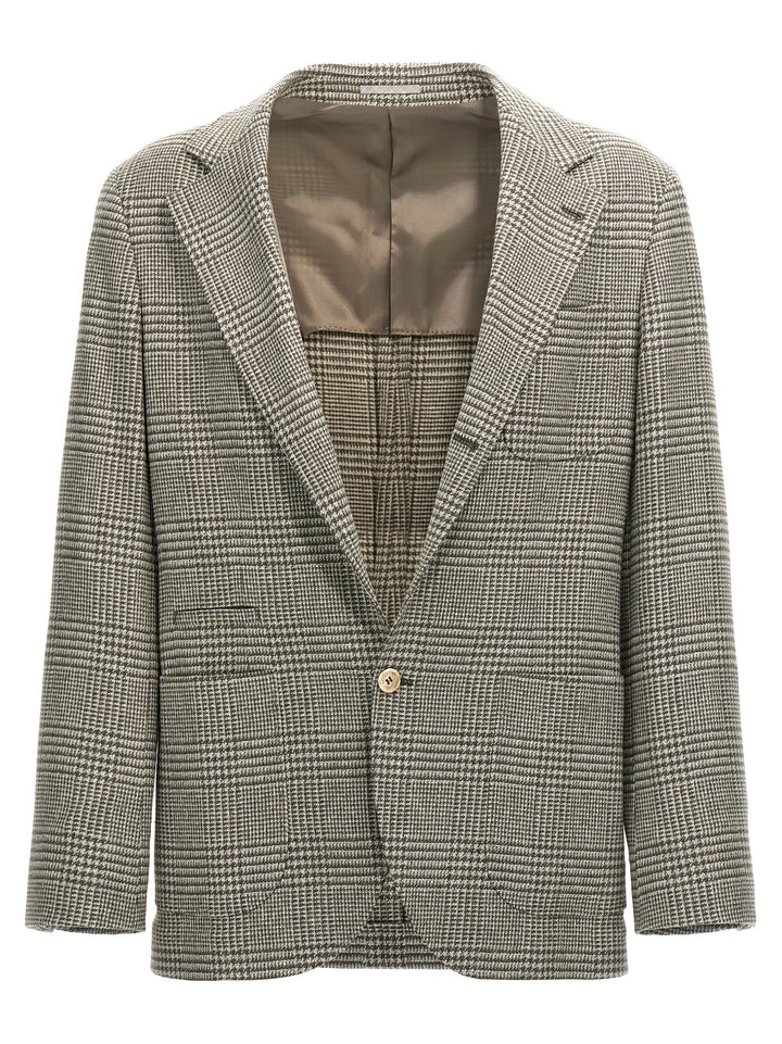 Check Single-Breasted Blazer Green