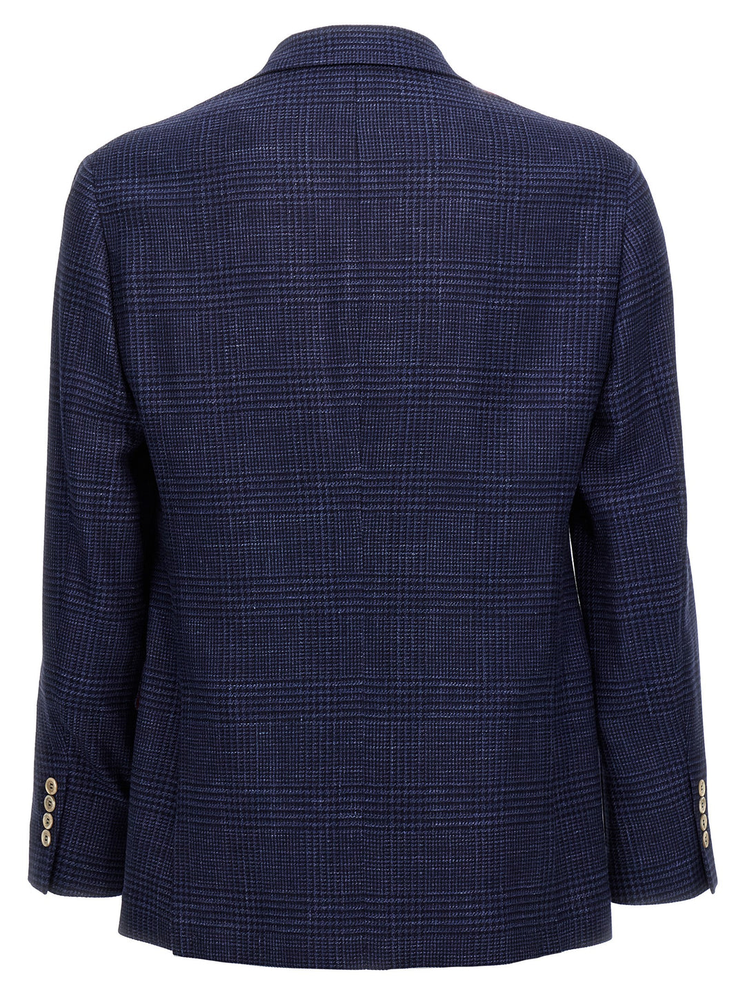 Check Single-Breasted Blazer Blue