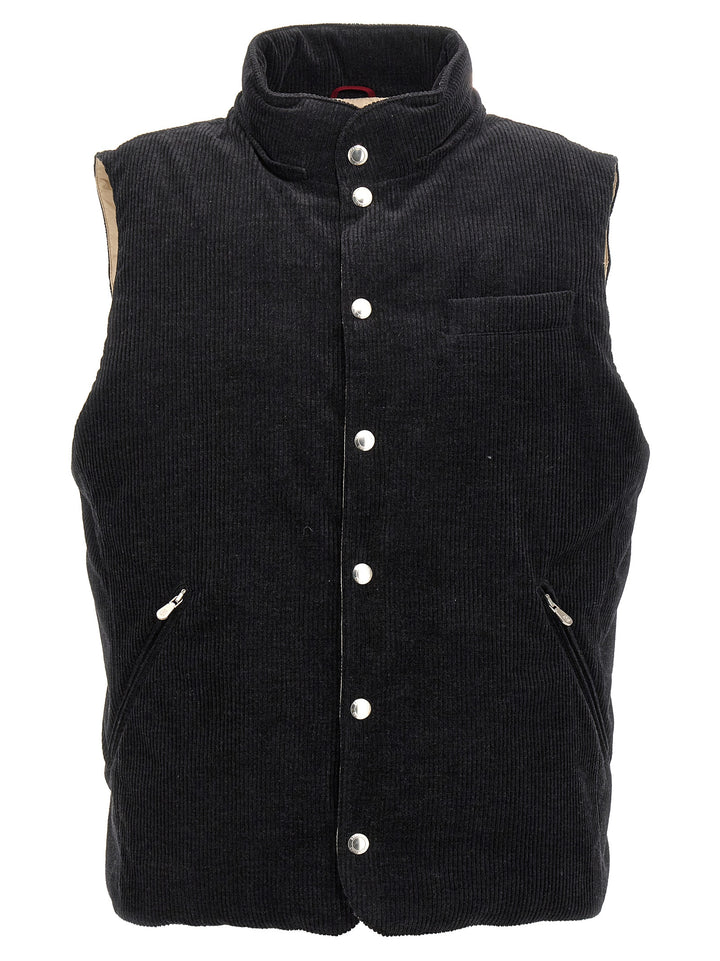 Ribbed Velvet Vest Gilet Gray