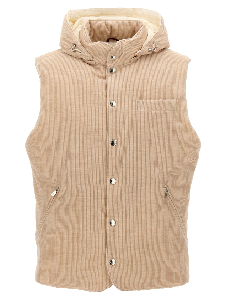 Ribbed Velvet Vest Gilet Beige