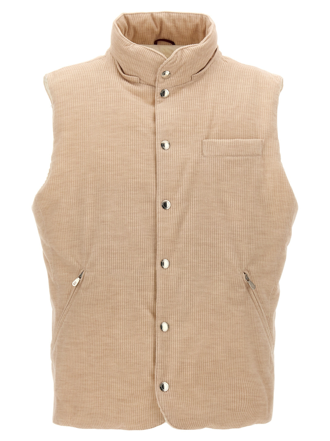 Ribbed Velvet Vest Gilet Beige