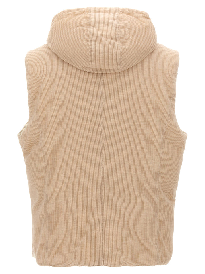 Ribbed Velvet Vest Gilet Beige