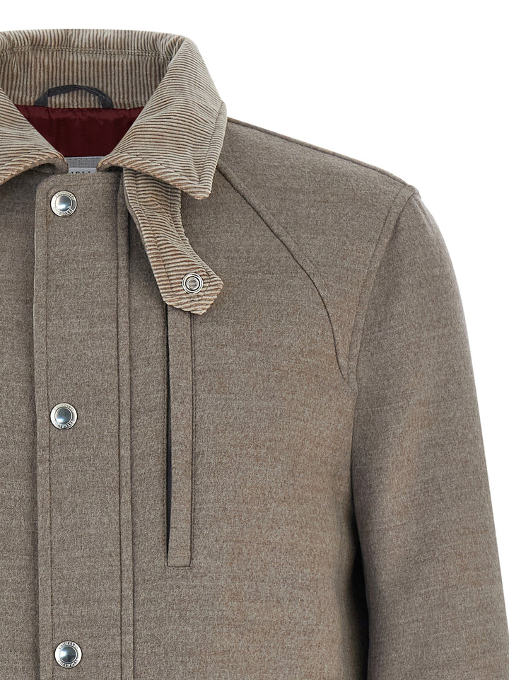 Brunello Cucinelli Wool Jacket Puffer Jackets - Beige | b621f187706a30aa7dab468e5d5aba94ac7b71e7