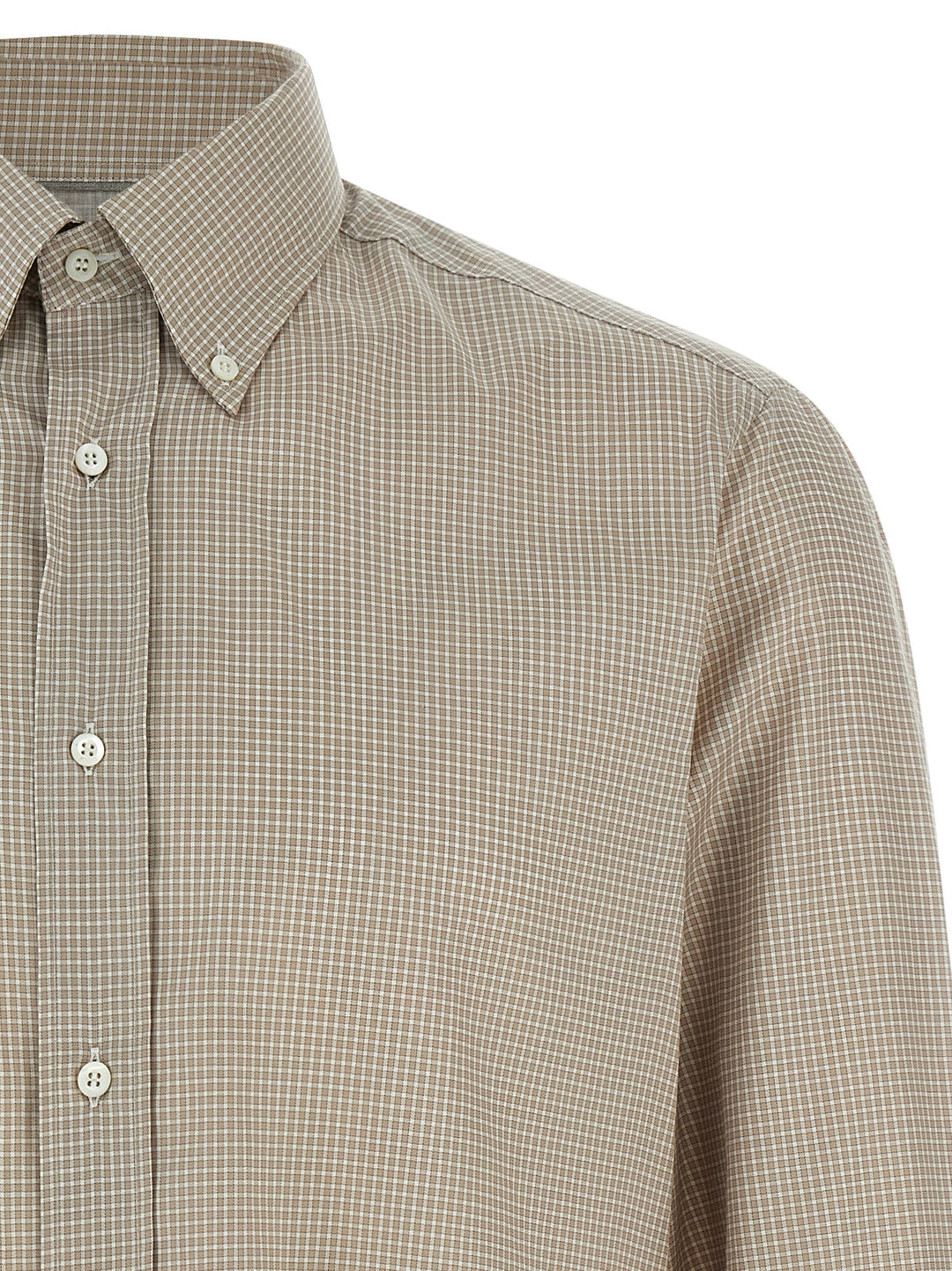 Brunello Cucinelli Check Shirt Shirt and Blouse - Beige | 64e8b1dcda89a51eda262105778f50c082be76fe