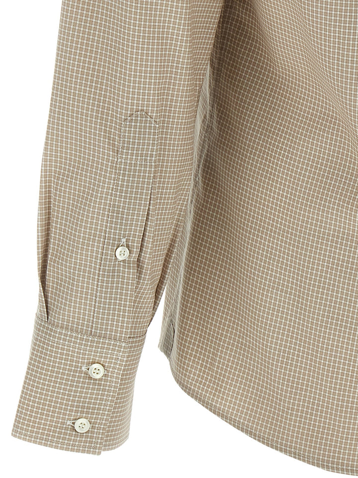 Brunello Cucinelli Check Shirt Shirt and Blouse - Beige | d3b9e07655990f2904e226113e9757af652873e7