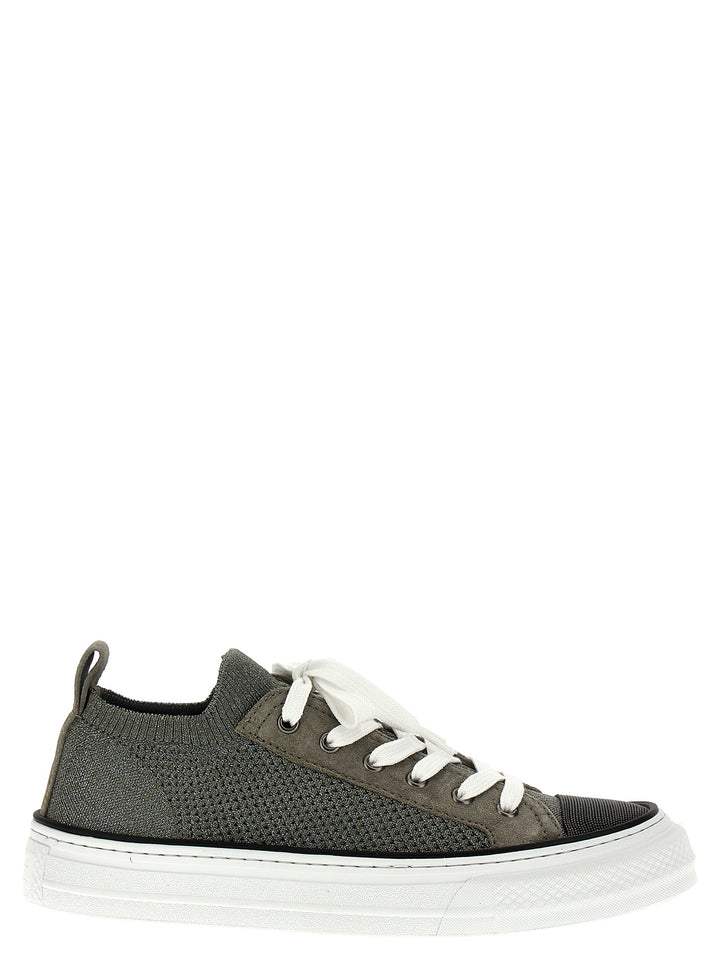 Lurex Knit Sneakers Silver