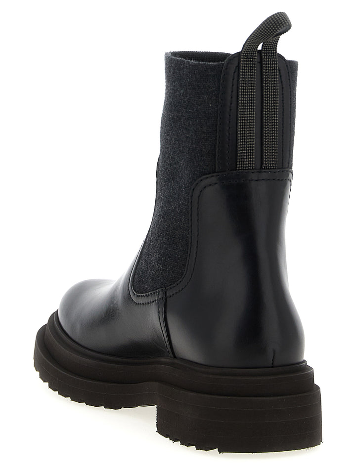 Brunello Cucinelli Precious Loop Detail Ankle Boots Boots and Ankle Boots - Black | 4d308ca438981c5096a55afcf666fa69037280c0