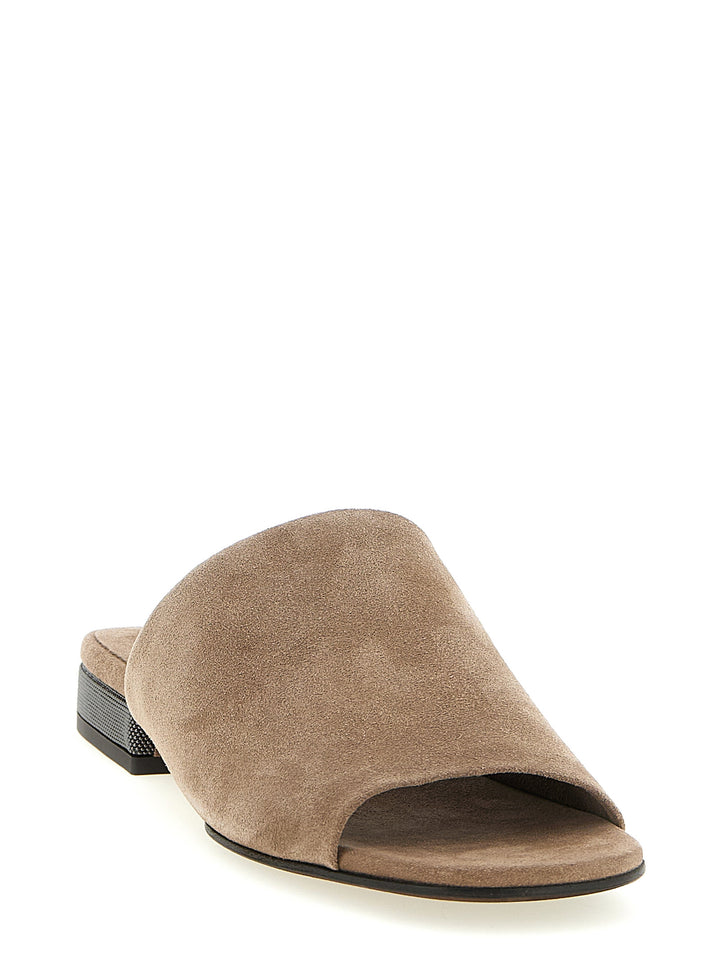 Brunello Cucinelli Monile Suede Sandals - Brown | f549212d341ae1c598d45abde8ba7e964e5c8a6b