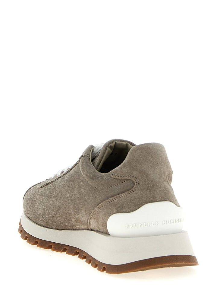 Brunello Cucinelli Shiny Tab Sneakers - Gray | 9956e867abae4cfcd8441e03530b3933fe16009e