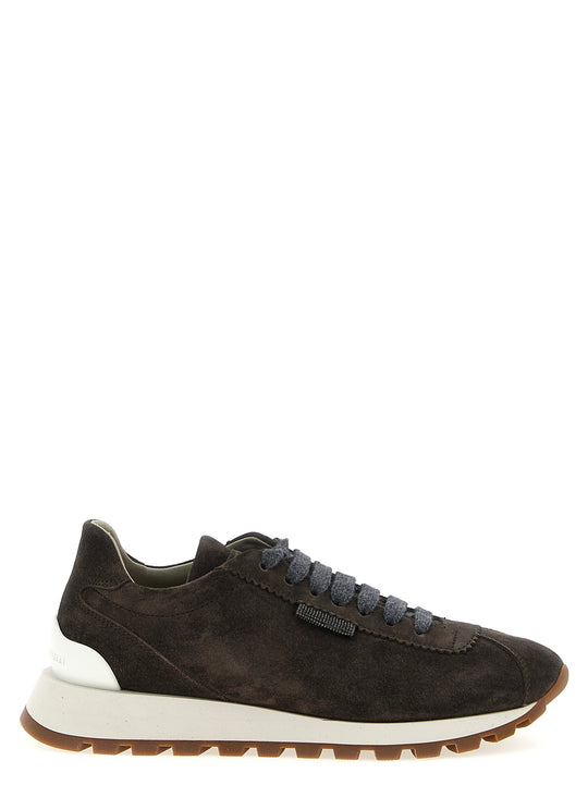 Shiny Tab Sneakers Brown