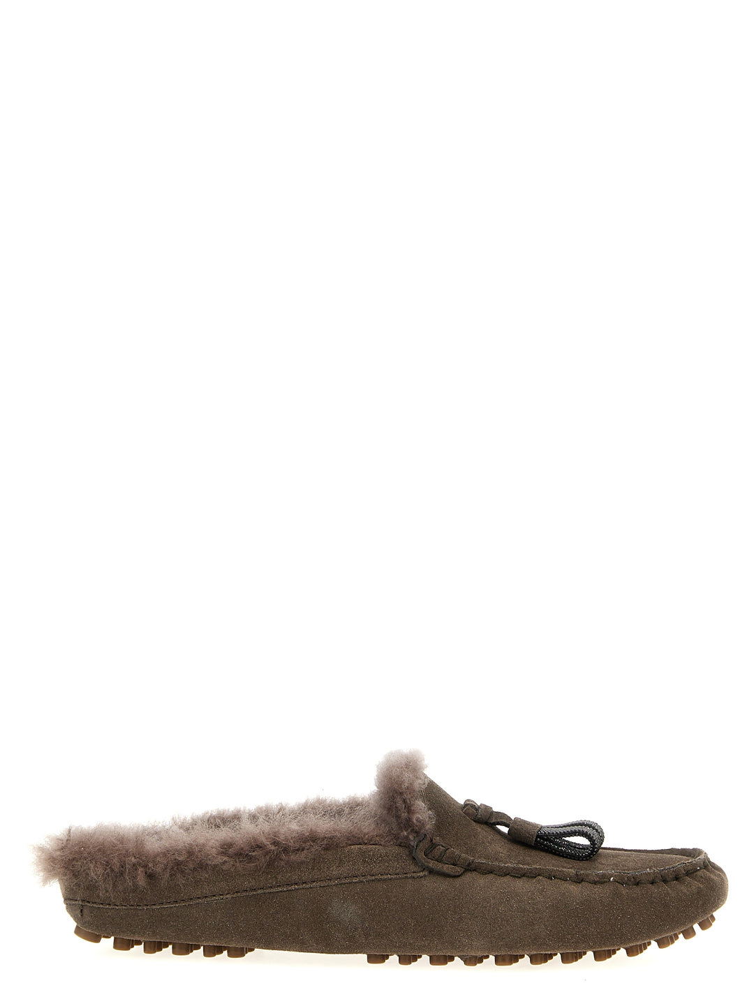 Suede Fur Loafers Brown