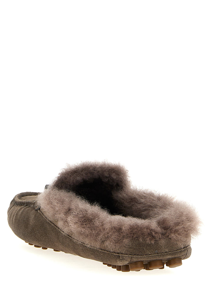 Suede Fur Loafers Brown