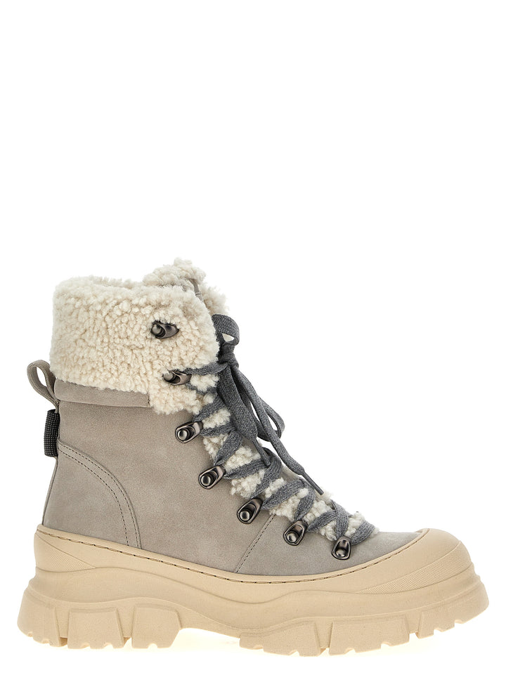 Shearling Suede Ankle Boots Boots, Ankle Boots Gray