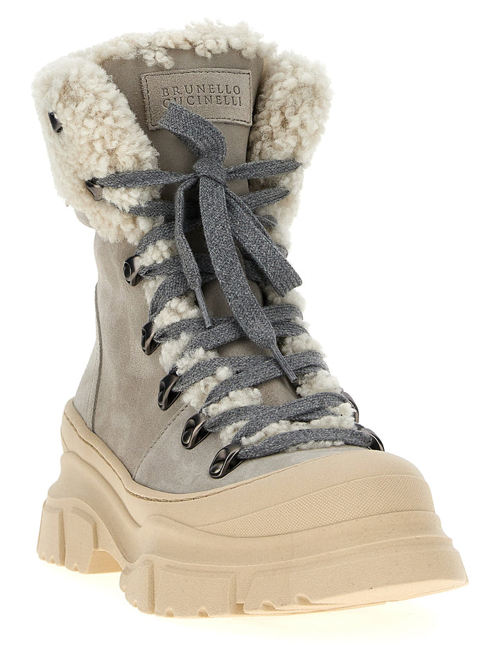 Shearling Suede Ankle Boots Boots, Ankle Boots Gray