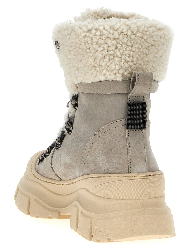 Shearling Suede Ankle Boots Boots, Ankle Boots Gray