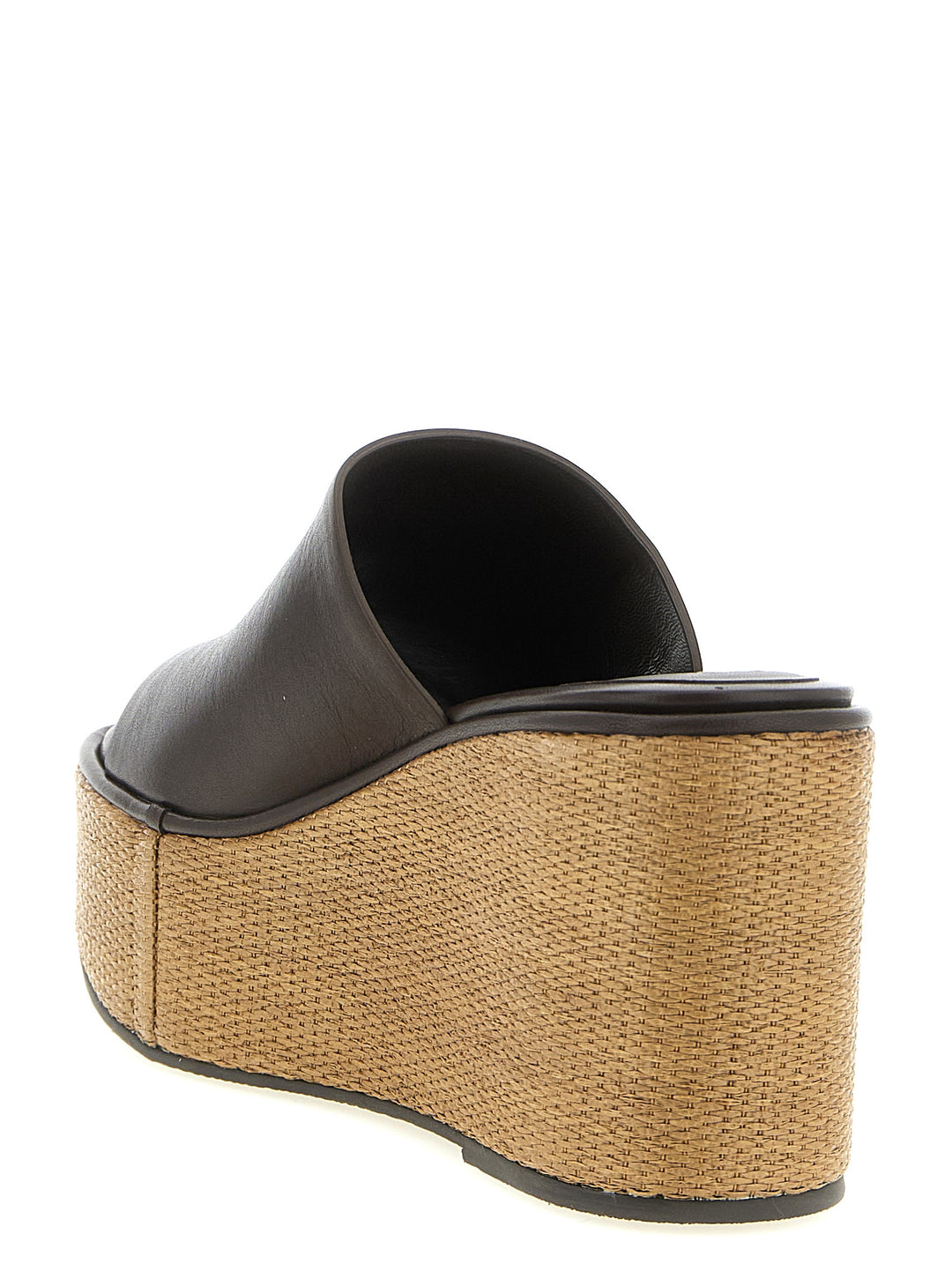 Brunello Cucinelli Leather And Raffia Wedges - Brown | b2cac331830a56bdda0cec93d81b6199029b32ea