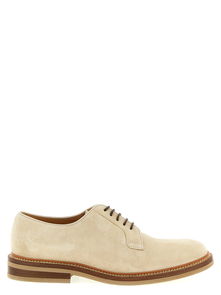 Brunello Cucinelli Suede Derby Lace Up Shoes - Beige | a91f2ebb5e5da4866e598809d73d7021c4b3cce0