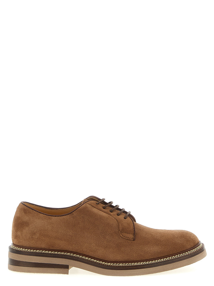 Brunello Cucinelli Suede Derby Lace Up Shoes - Brown | 057566abd8c121da197cfa8be786d70477ae363f