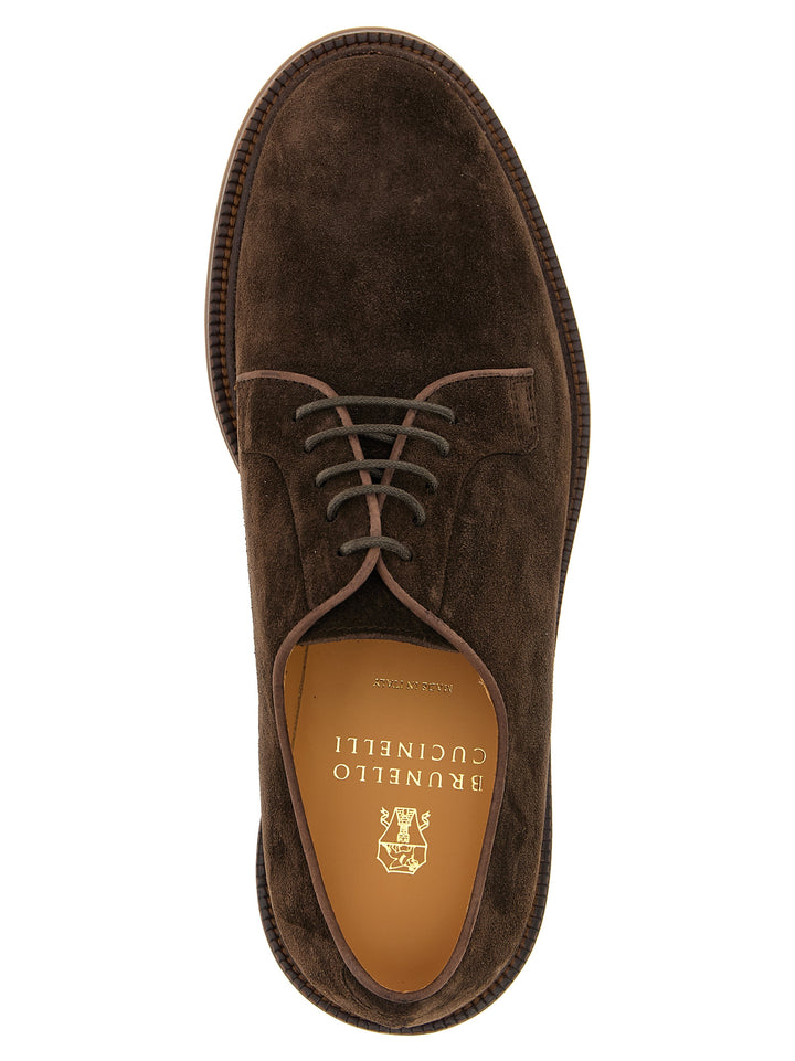 Brunello Cucinelli Suede Derby Lace Up Shoes - Brown | 8b06cf2b08737b0b8a2ec3d1573abad37110f61c