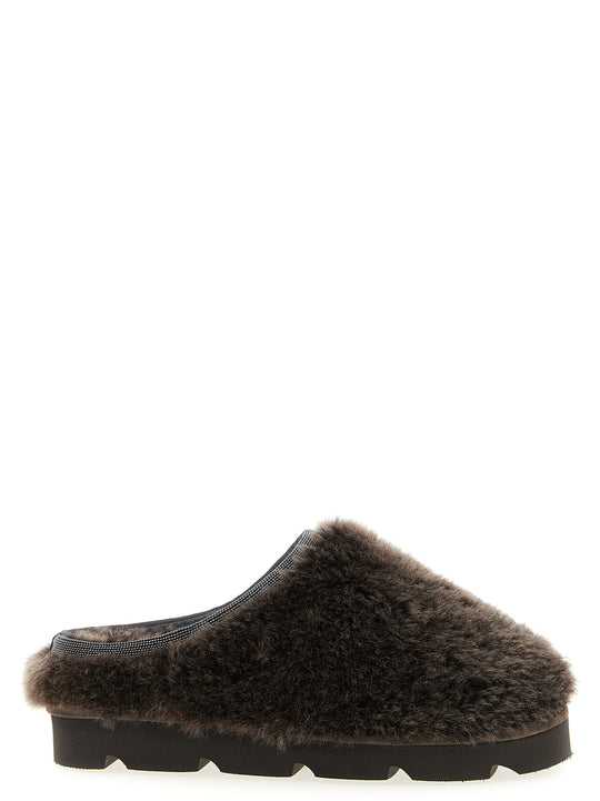 Monile Sherling Sabots Flat Shoes Brown