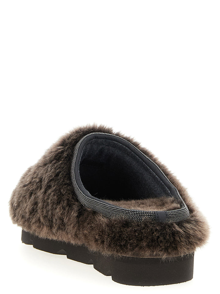 Brunello Cucinelli Monile Sherling Sabots Flat shoes - Brown | bb648da50c2ae319efccaa416822e1947518dac5