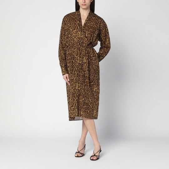 Leopard-Print Shirt Dress In Cotton Voile
