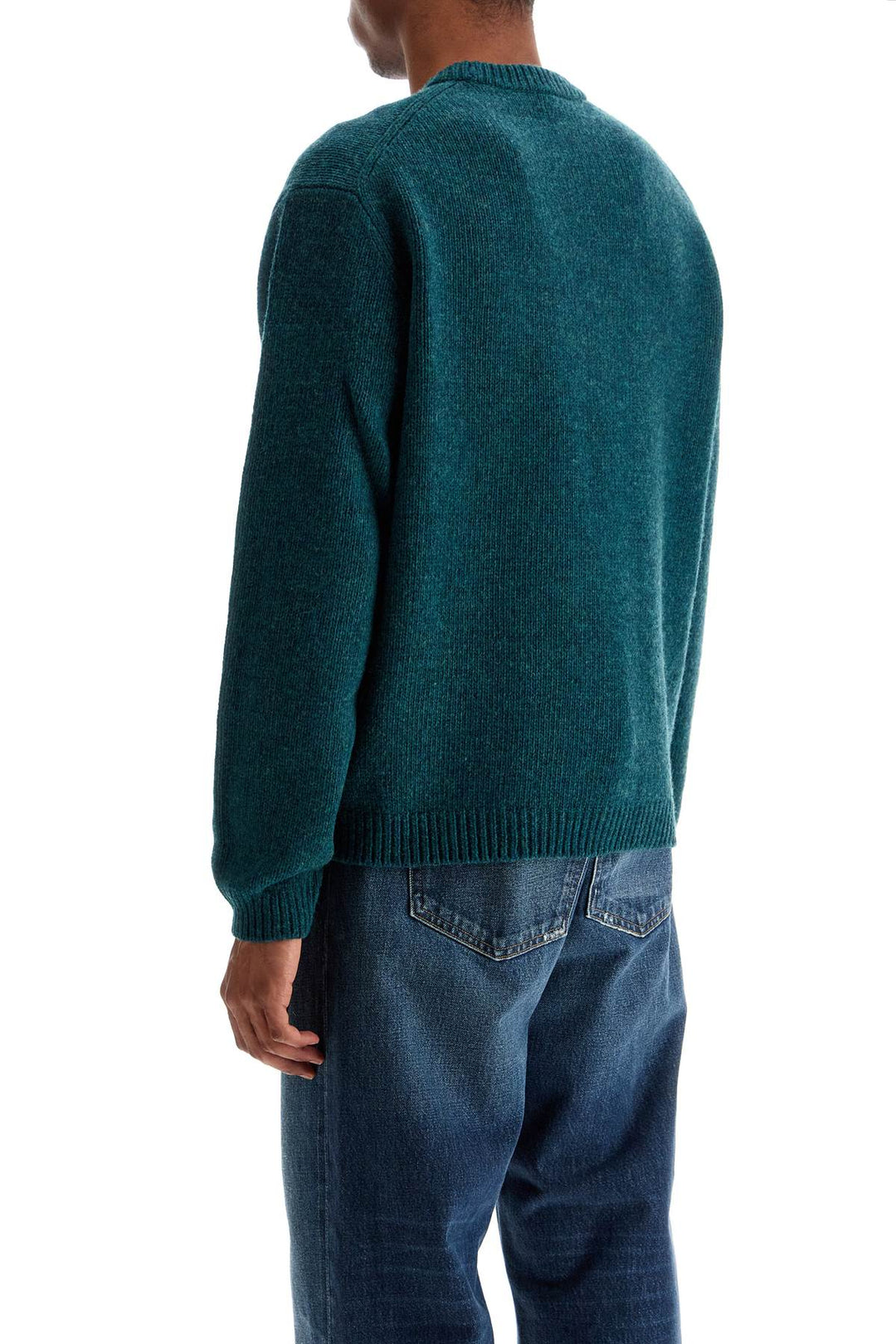 Green Wool Sweater With Fox Intarsia