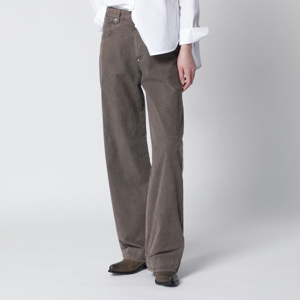 Washed Olive Green Wide-Leg Jeans