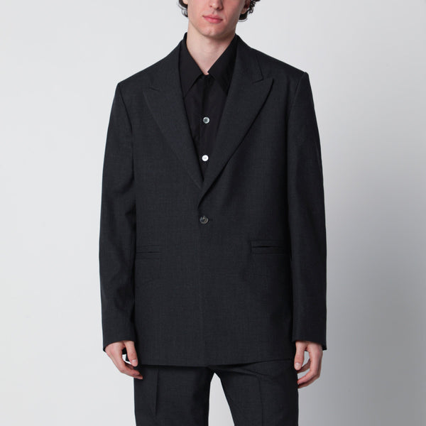 Single-Breasted Jacket Grey Pattern In Wool