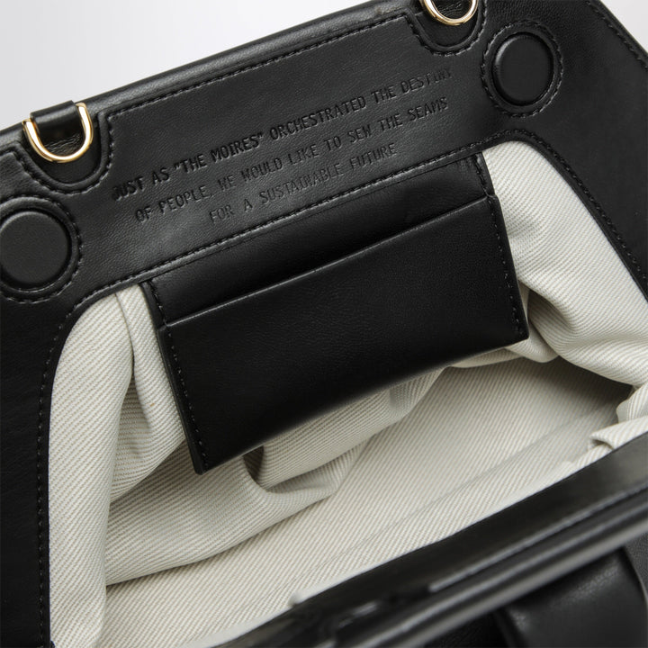 Themoirè Black Shirred Sculptural Polyurethane Handbag