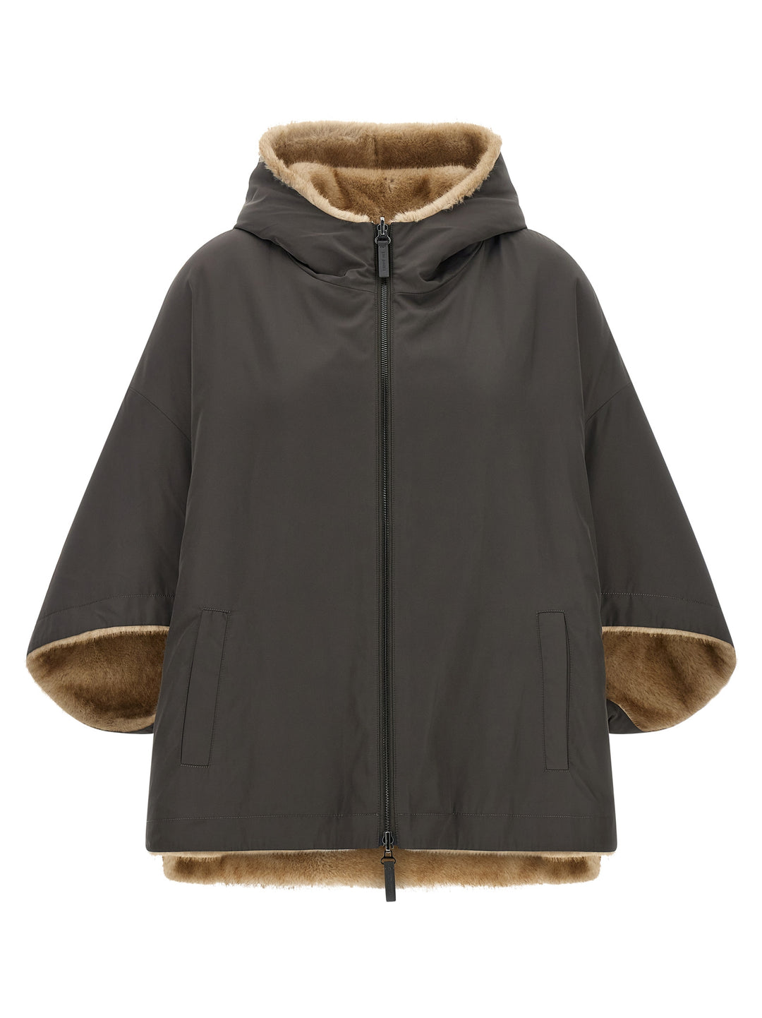 Lou Andrea Reversible Cape With Hood Capes - Gray | 265f6a8d032f3d458ffba0995d3a8e53168845ba