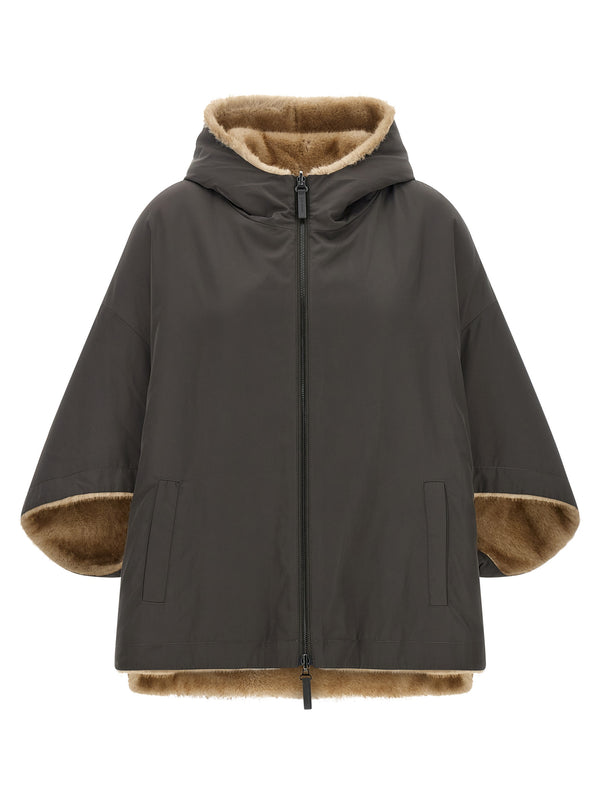 Reversible Cape With Hood Capes Gray