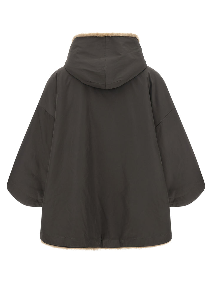 Lou Andrea Reversible Cape With Hood Capes - Gray | 8e87349e1fdcf4cd0368a220749e1cea37b0f048