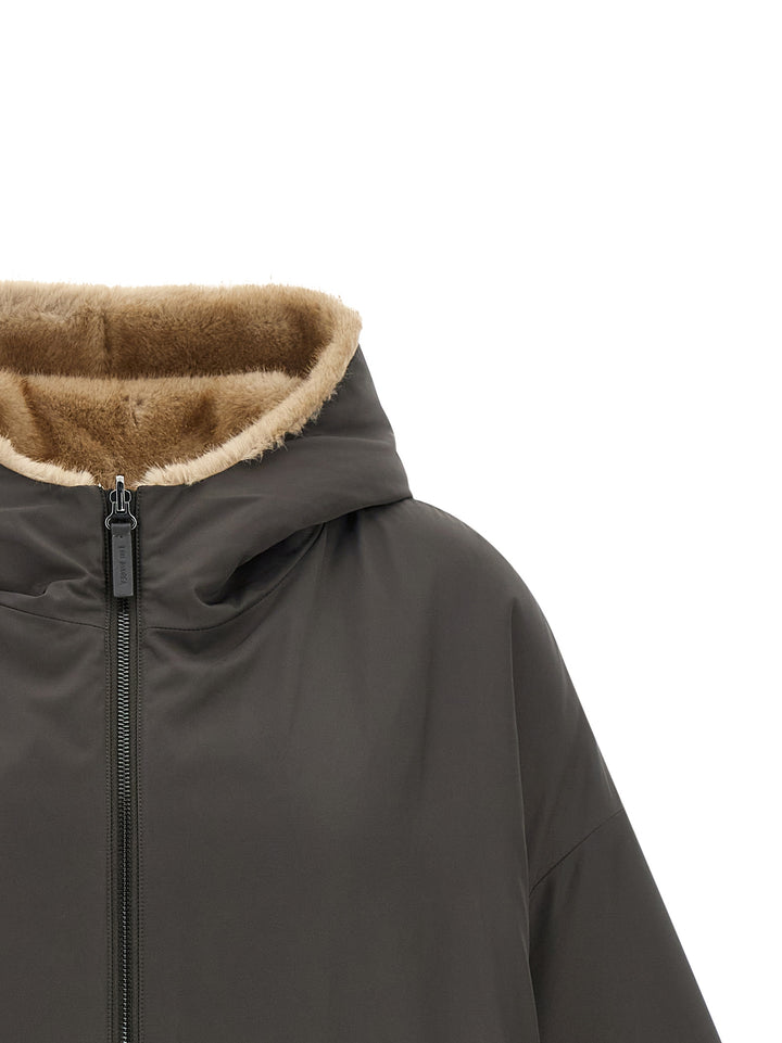 Lou Andrea Reversible Cape With Hood Capes - Gray | c51b238b0db0a078a07e2212a0e9f1af5cbe6211