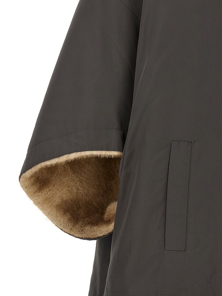 Lou Andrea Reversible Cape With Hood Capes - Gray | b5b7d8e07ee6e1f3a79af69794dbc09fcfe29fd5