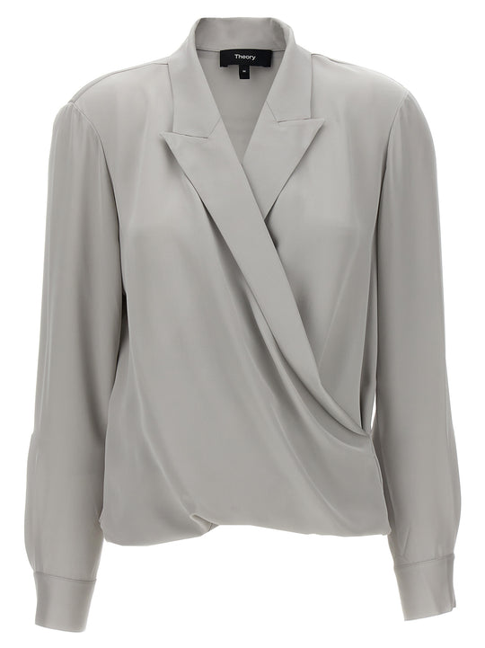 Pk Label Wrap Shirt And Blouse Gray