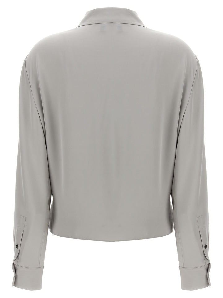 Pk Label Wrap Shirt, Blouse Gray