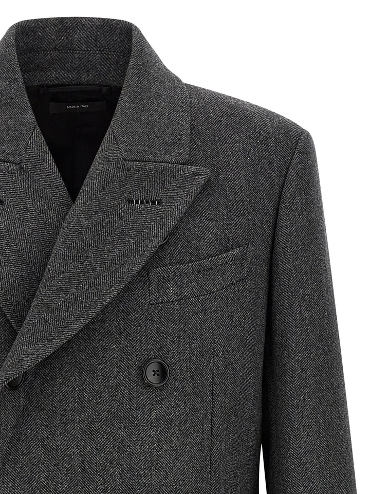 Tom Ford Double-Breasted Coat Coats and Trench Coats - Gray | a5fe63d6b3f95e51042fc9226ea16271de0a1690